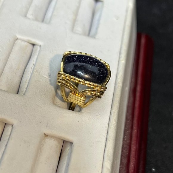 Vintage Gold Filled Wire Wrapped Purple Sun Star Stone Ring Size 6 (R230) - Picture 2 of 5